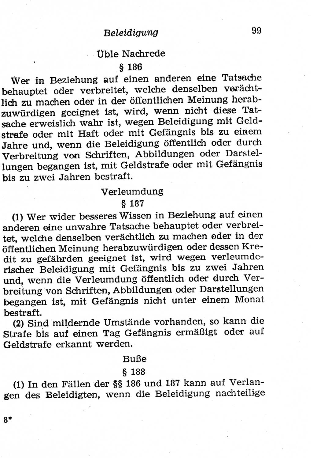 Strafgesetzbuch (StGB) und andere Strafgesetze [Deutsche Demokratische Republik (DDR)] 1958, Seite 99 (StGB Strafges. DDR 1958, S. 99)