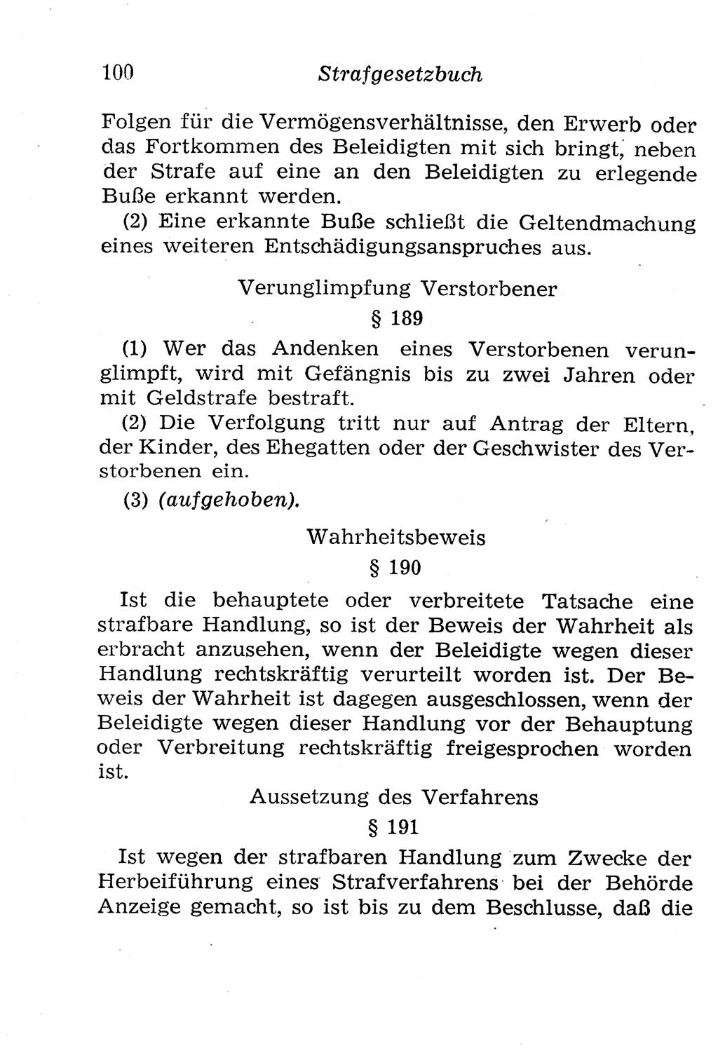 Strafgesetzbuch (StGB) und andere Strafgesetze [Deutsche Demokratische Republik (DDR)] 1958, Seite 100 (StGB Strafges. DDR 1958, S. 100)