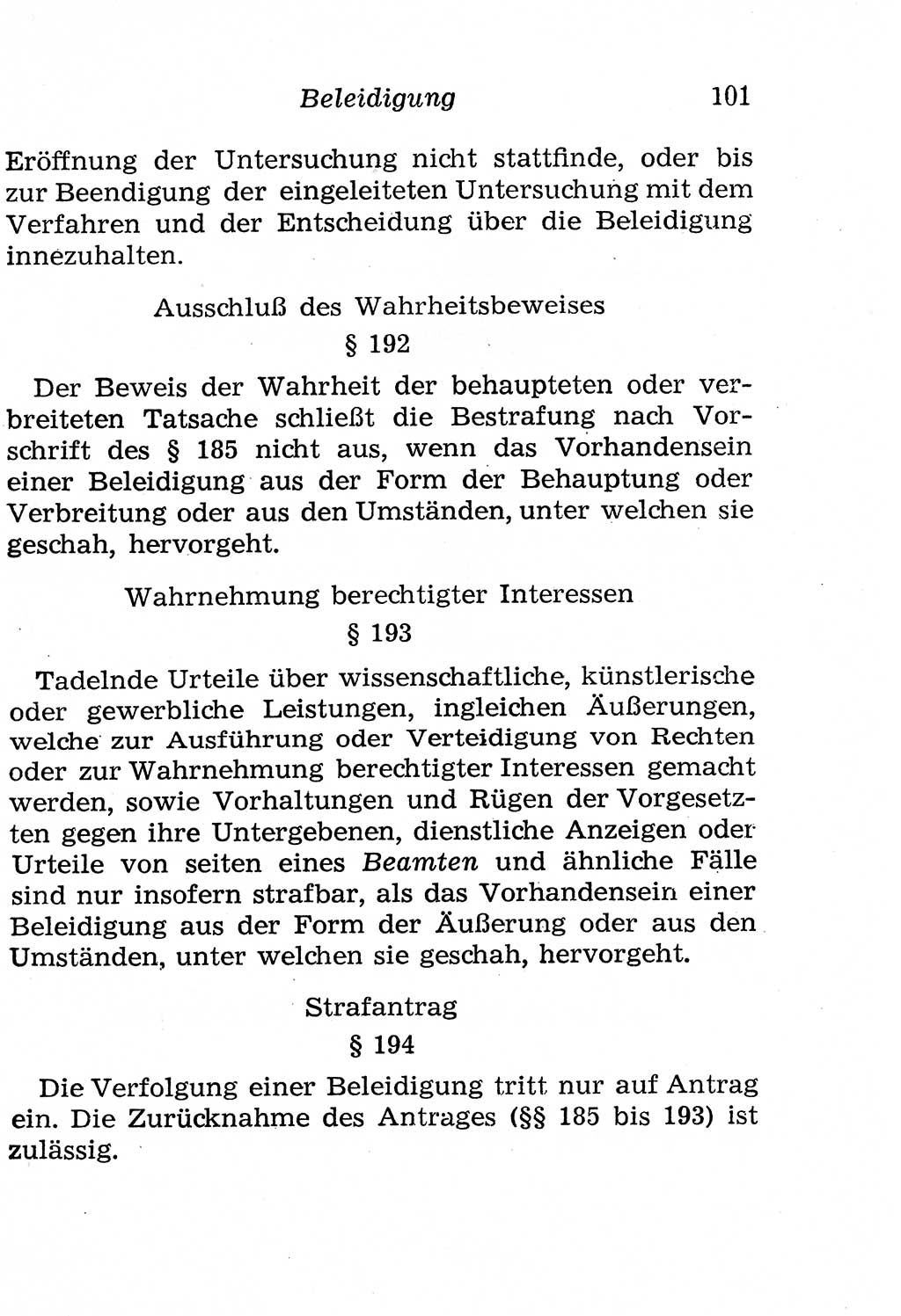 Strafgesetzbuch (StGB) und andere Strafgesetze [Deutsche Demokratische Republik (DDR)] 1958, Seite 101 (StGB Strafges. DDR 1958, S. 101)