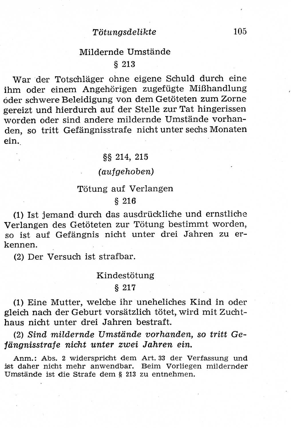 Strafgesetzbuch (StGB) und andere Strafgesetze [Deutsche Demokratische Republik (DDR)] 1958, Seite 105 (StGB Strafges. DDR 1958, S. 105)