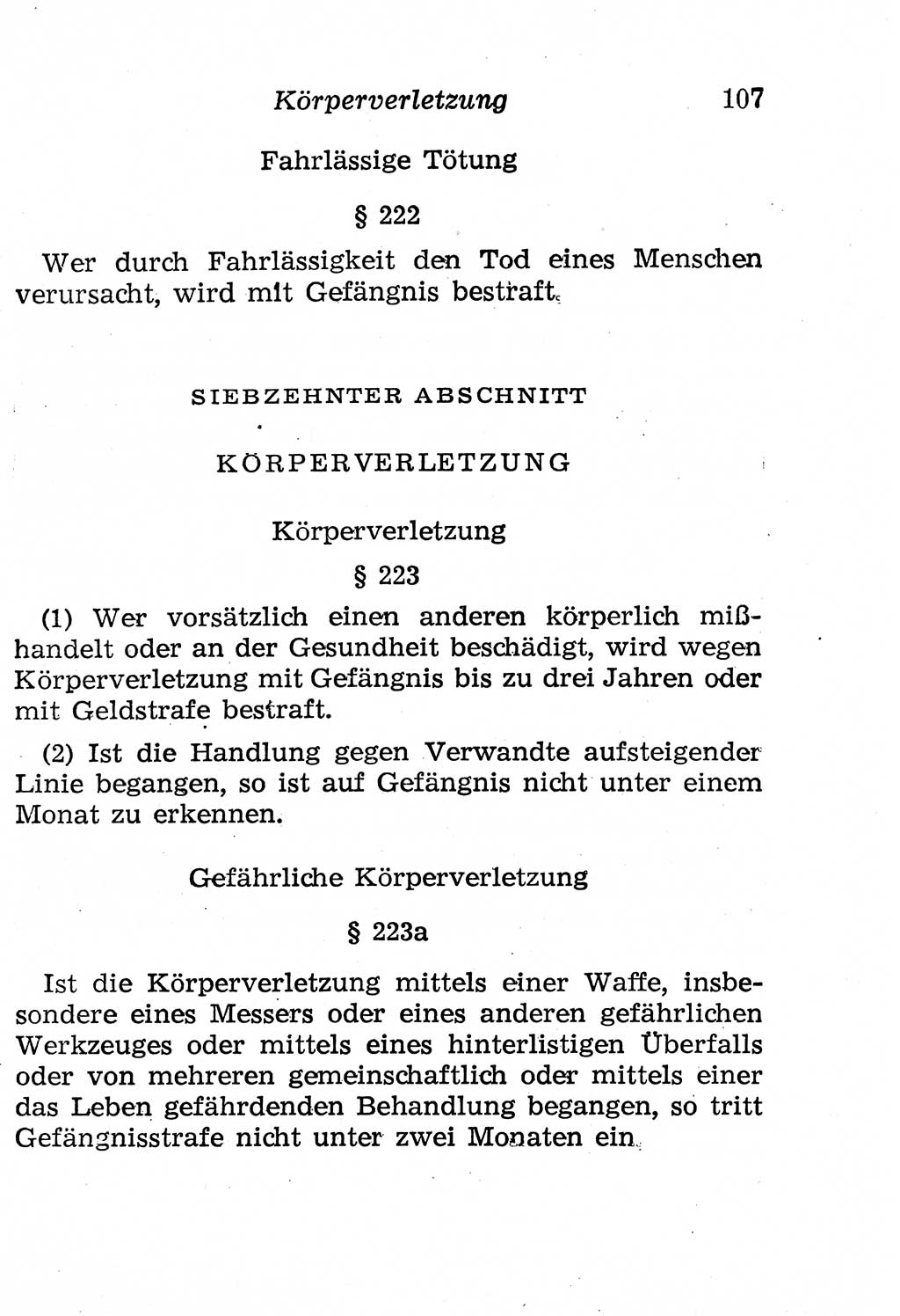 Strafgesetzbuch (StGB) und andere Strafgesetze [Deutsche Demokratische Republik (DDR)] 1958, Seite 107 (StGB Strafges. DDR 1958, S. 107)