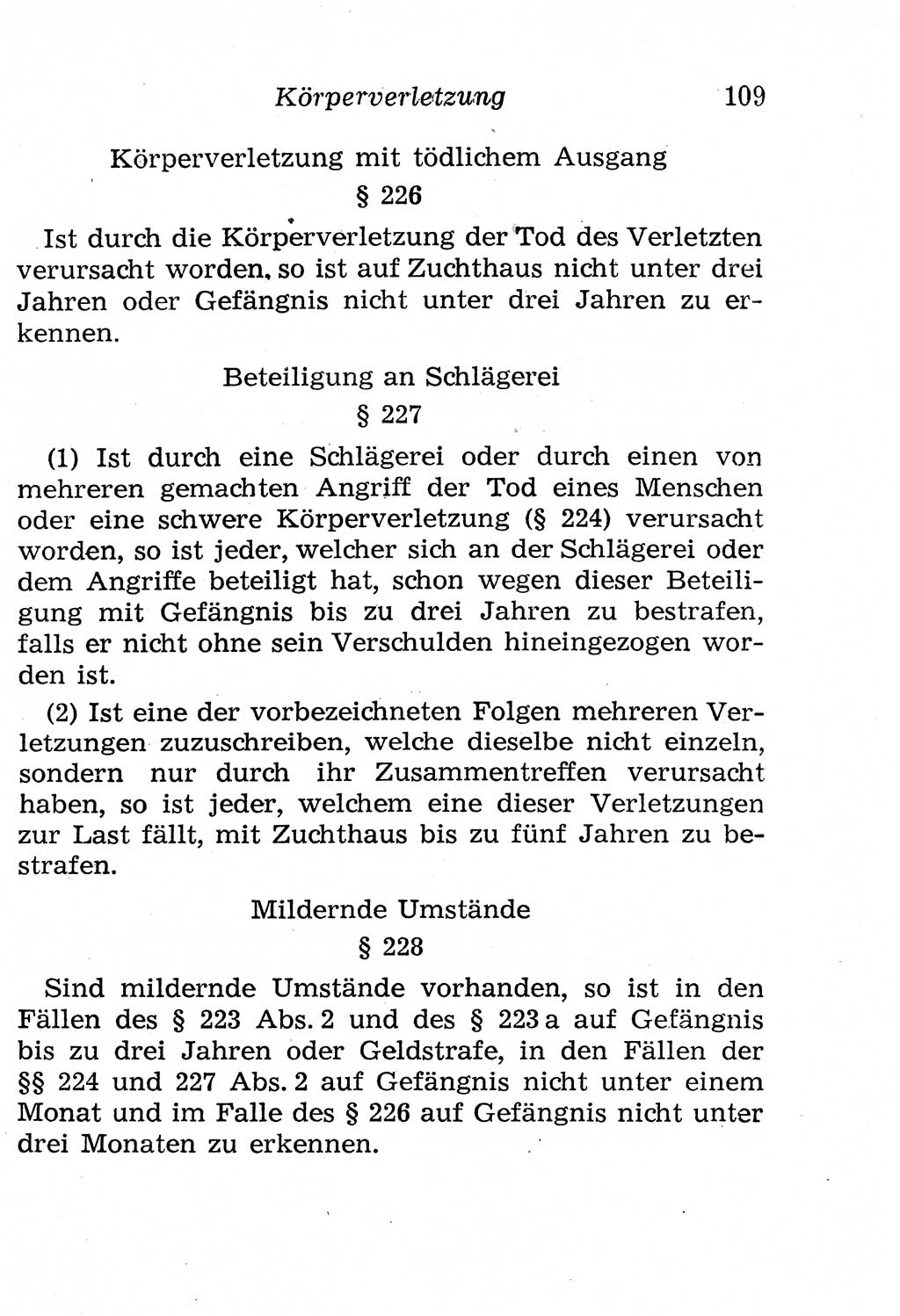 Strafgesetzbuch (StGB) und andere Strafgesetze [Deutsche Demokratische Republik (DDR)] 1958, Seite 109 (StGB Strafges. DDR 1958, S. 109)