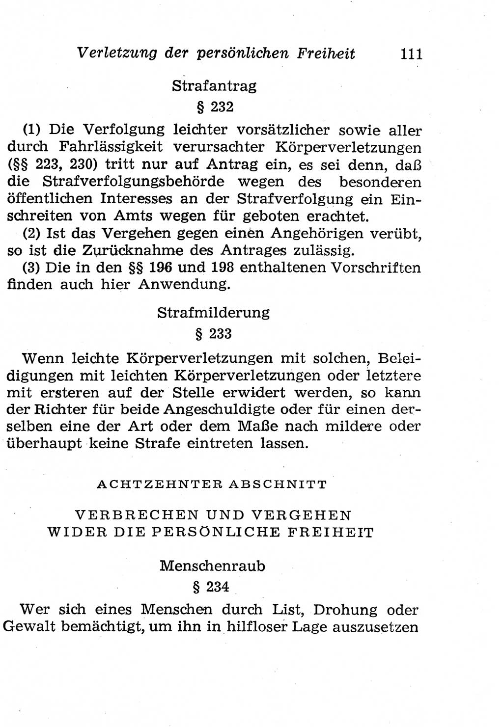 Strafgesetzbuch (StGB) und andere Strafgesetze [Deutsche Demokratische Republik (DDR)] 1958, Seite 111 (StGB Strafges. DDR 1958, S. 111)
