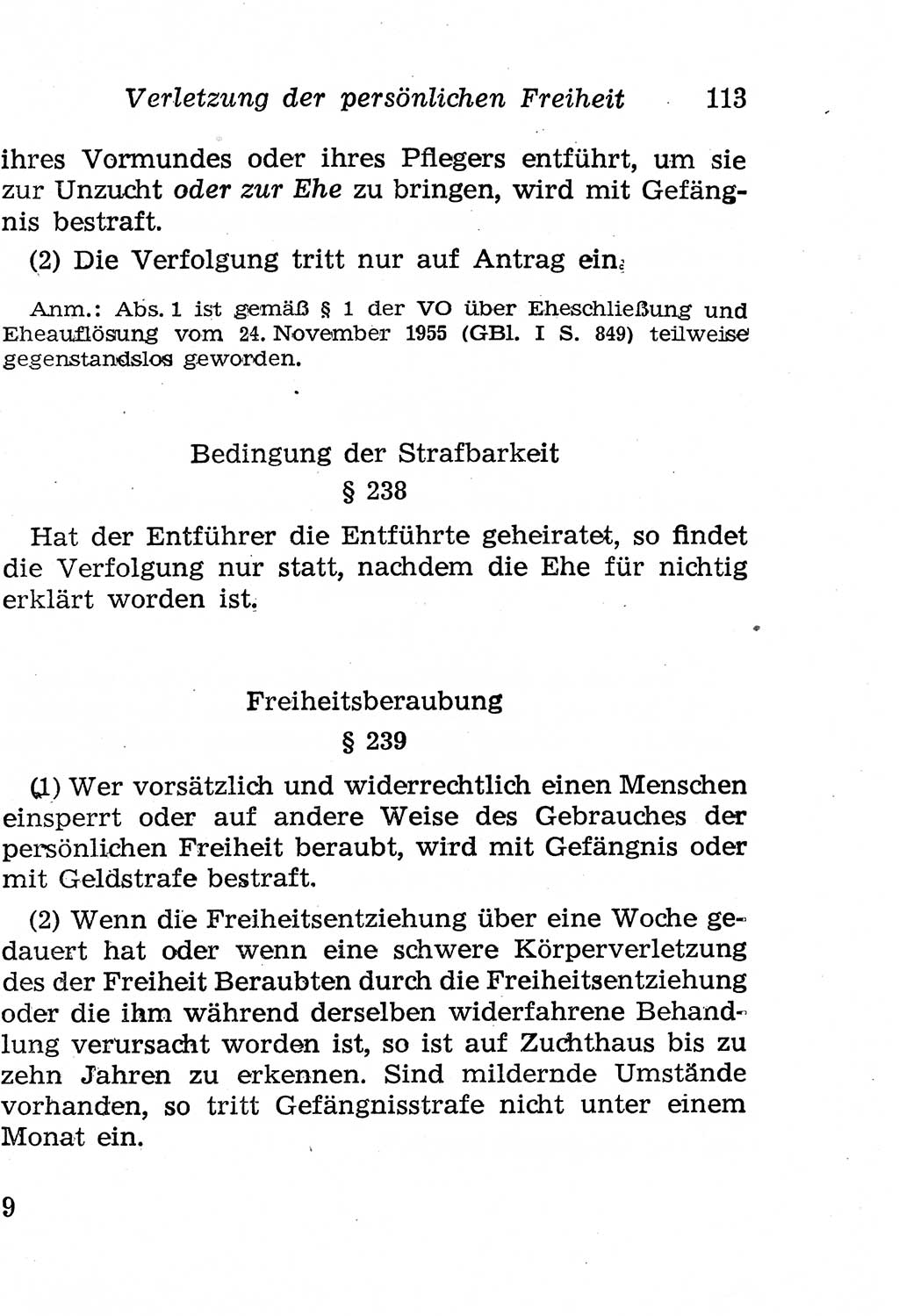 Strafgesetzbuch (StGB) und andere Strafgesetze [Deutsche Demokratische Republik (DDR)] 1958, Seite 113 (StGB Strafges. DDR 1958, S. 113)