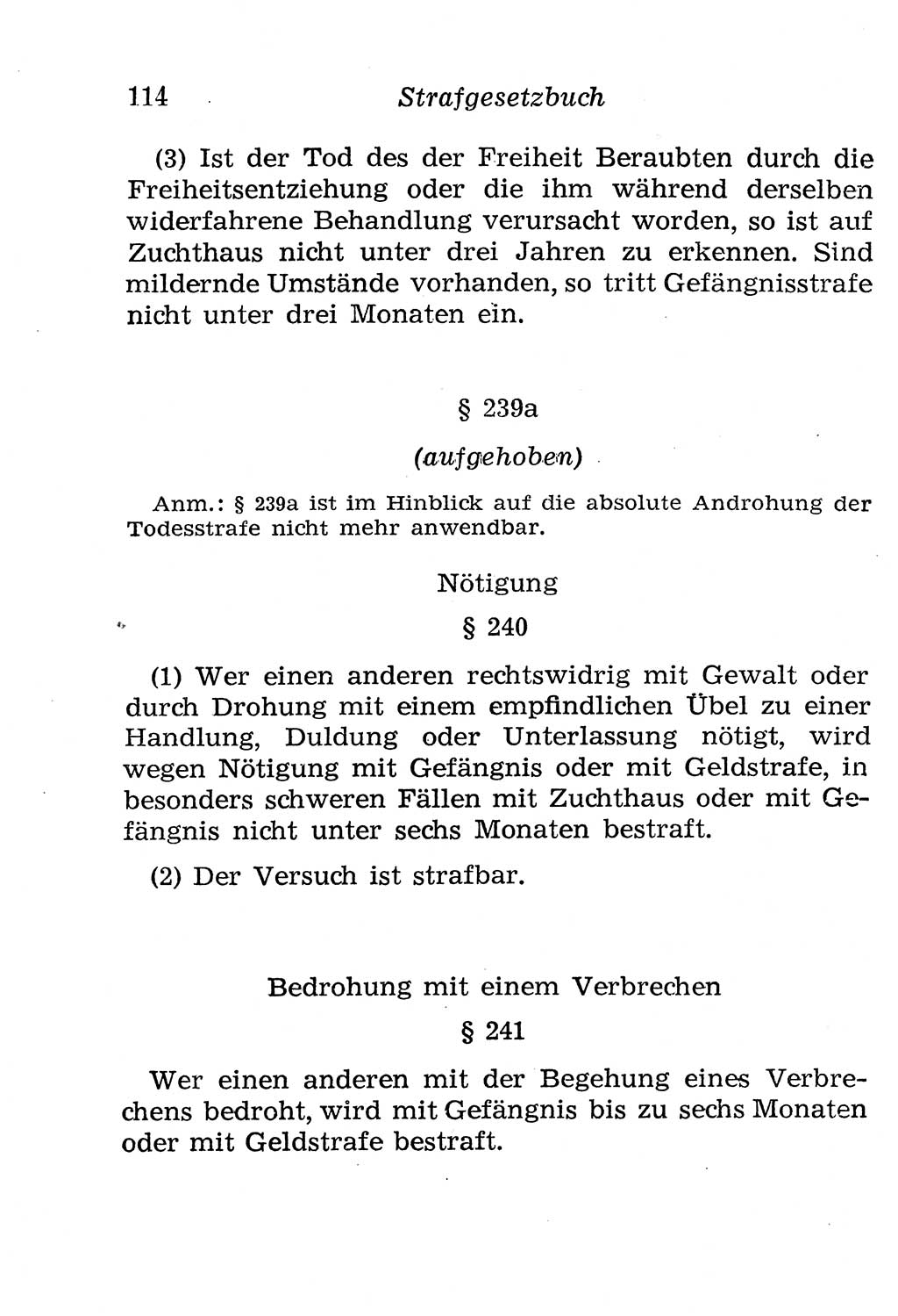 Strafgesetzbuch (StGB) und andere Strafgesetze [Deutsche Demokratische Republik (DDR)] 1958, Seite 114 (StGB Strafges. DDR 1958, S. 114)
