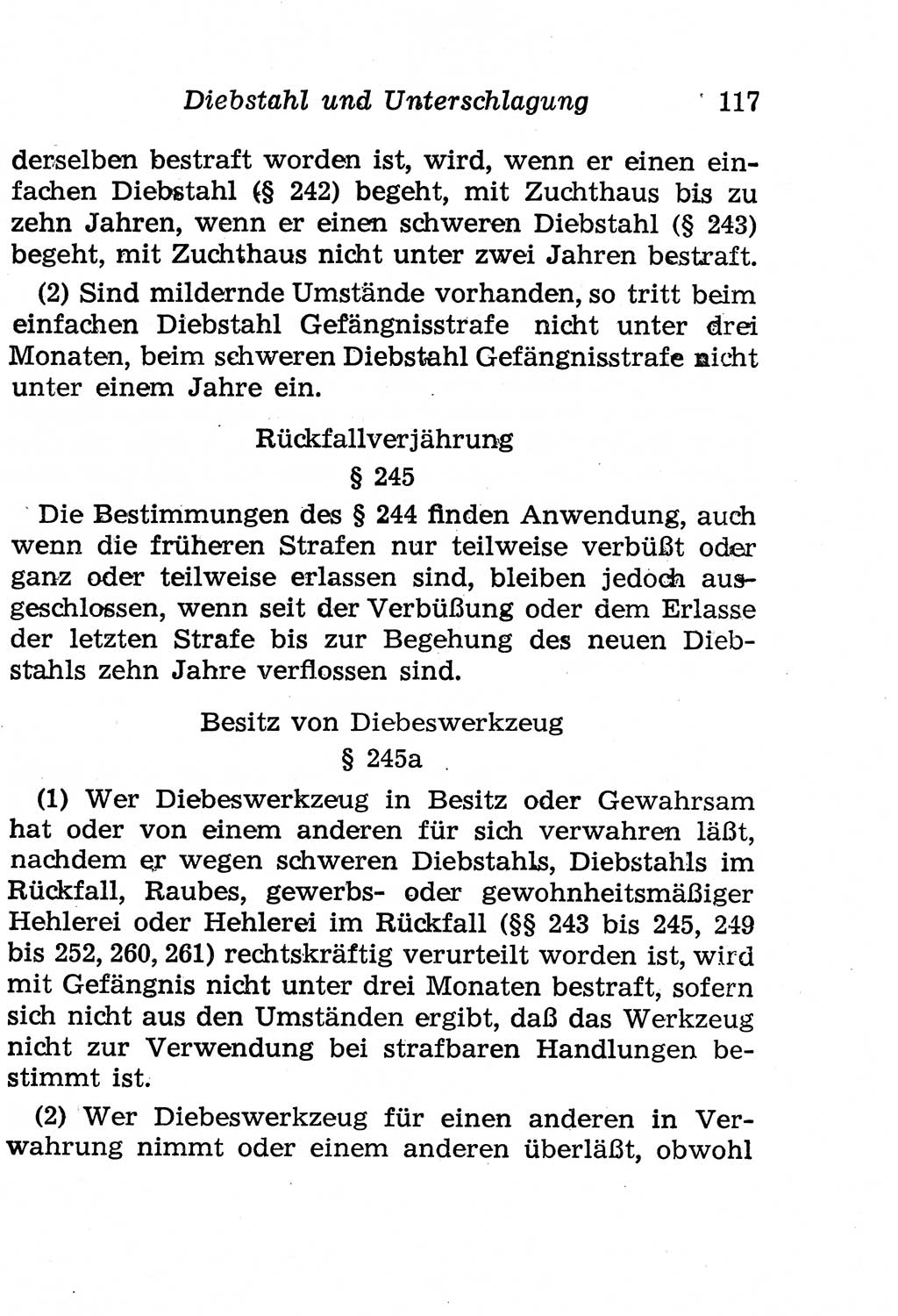 Strafgesetzbuch (StGB) und andere Strafgesetze [Deutsche Demokratische Republik (DDR)] 1958, Seite 117 (StGB Strafges. DDR 1958, S. 117)