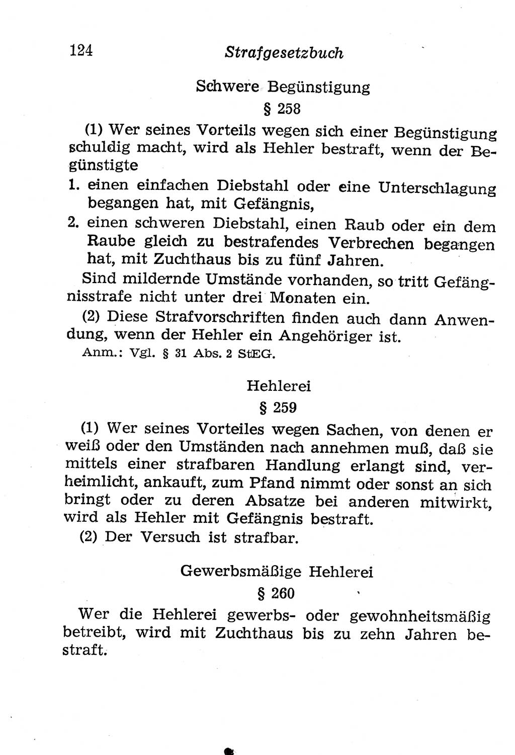 Strafgesetzbuch (StGB) und andere Strafgesetze [Deutsche Demokratische Republik (DDR)] 1958, Seite 124 (StGB Strafges. DDR 1958, S. 124)