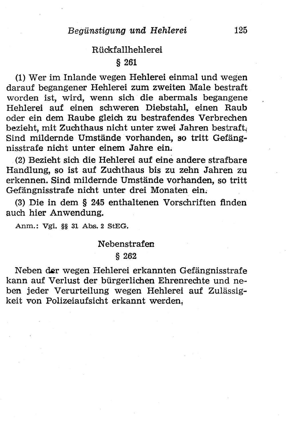 Strafgesetzbuch (StGB) und andere Strafgesetze [Deutsche Demokratische Republik (DDR)] 1958, Seite 125 (StGB Strafges. DDR 1958, S. 125)