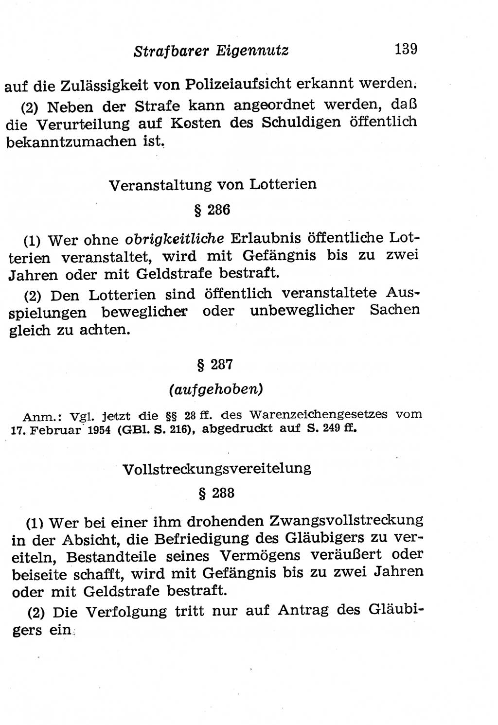 Strafgesetzbuch (StGB) und andere Strafgesetze [Deutsche Demokratische Republik (DDR)] 1958, Seite 139 (StGB Strafges. DDR 1958, S. 139)