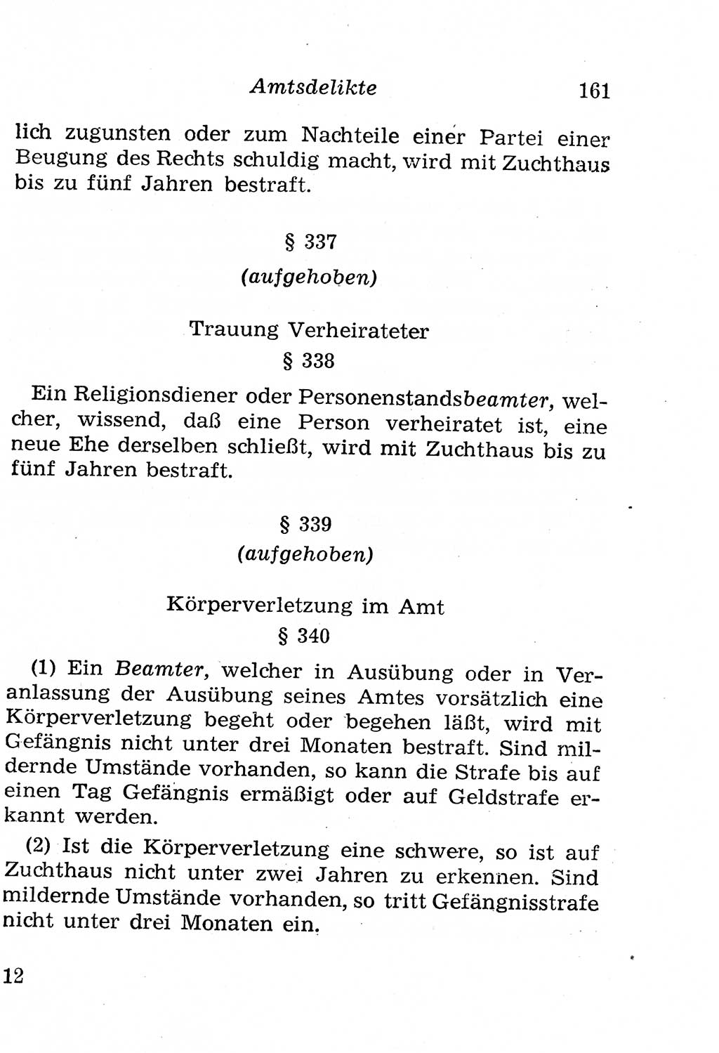 Strafgesetzbuch (StGB) und andere Strafgesetze [Deutsche Demokratische Republik (DDR)] 1958, Seite 161 (StGB Strafges. DDR 1958, S. 161)