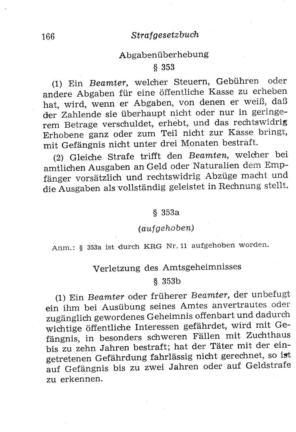 Strafgesetzbuch (StGB) und andere Strafgesetze [Deutsche Demokratische Republik (DDR)] 1958, Seite 166 (StGB Strafges. DDR 1958, S. 166)