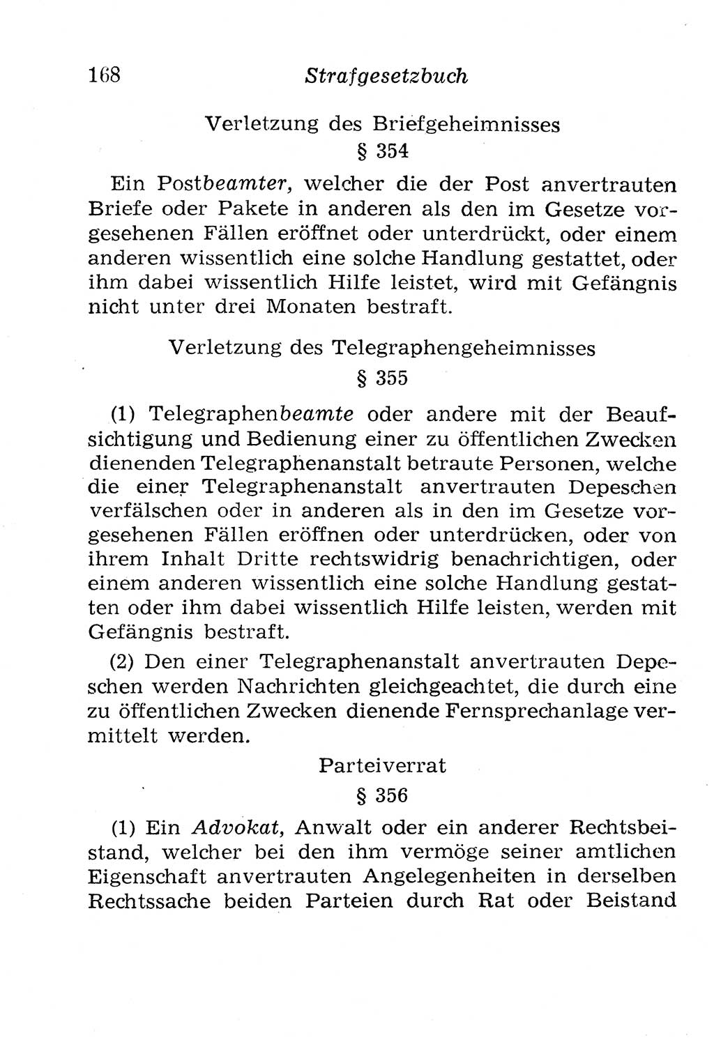 Strafgesetzbuch (StGB) und andere Strafgesetze [Deutsche Demokratische Republik (DDR)] 1958, Seite 168 (StGB Strafges. DDR 1958, S. 168)