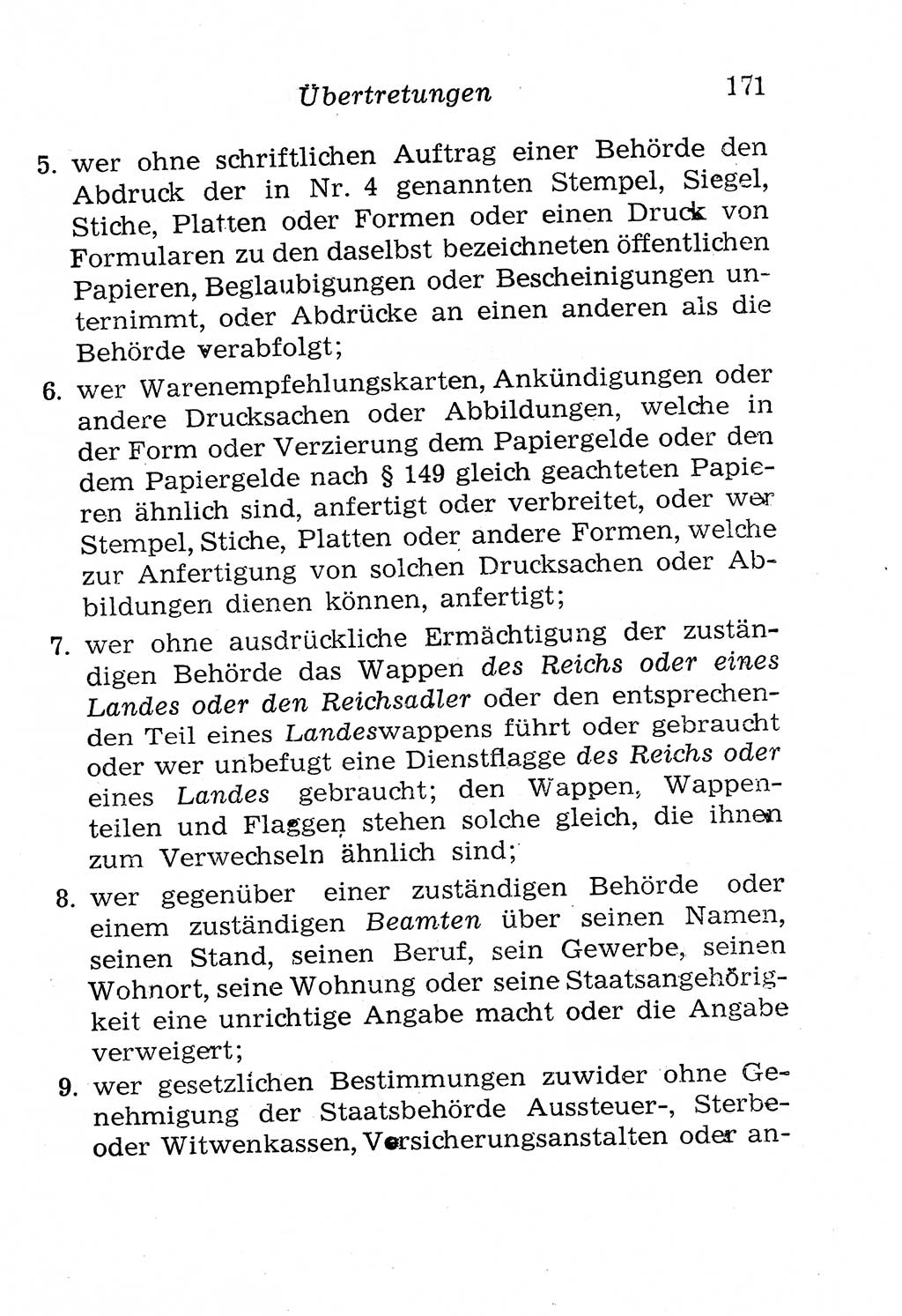 Strafgesetzbuch (StGB) und andere Strafgesetze [Deutsche Demokratische Republik (DDR)] 1958, Seite 171 (StGB Strafges. DDR 1958, S. 171)