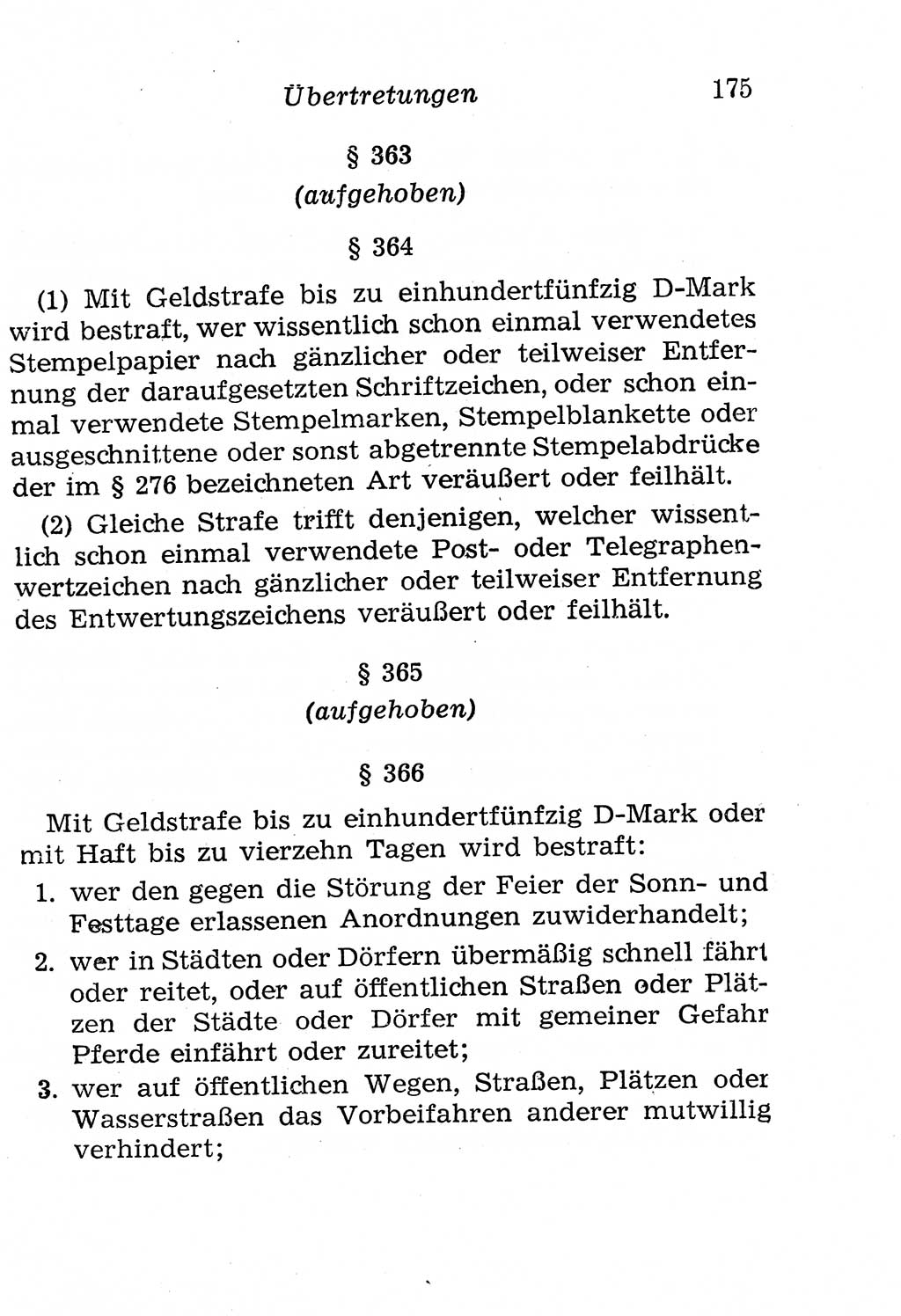 Strafgesetzbuch (StGB) und andere Strafgesetze [Deutsche Demokratische Republik (DDR)] 1958, Seite 175 (StGB Strafges. DDR 1958, S. 175)