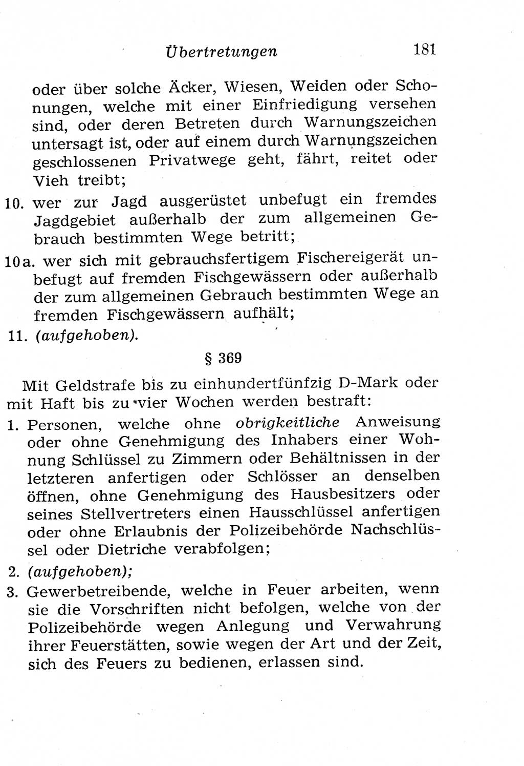 Strafgesetzbuch (StGB) und andere Strafgesetze [Deutsche Demokratische Republik (DDR)] 1958, Seite 181 (StGB Strafges. DDR 1958, S. 181)