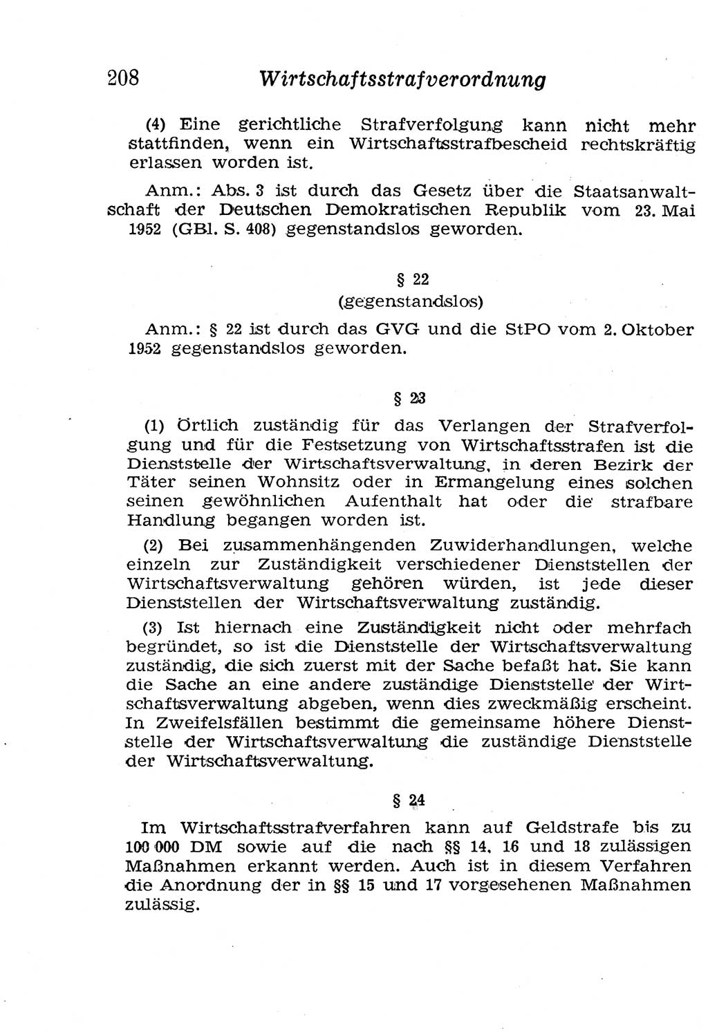 Strafgesetzbuch (StGB) und andere Strafgesetze [Deutsche Demokratische Republik (DDR)] 1958, Seite 208 (StGB Strafges. DDR 1958, S. 208)