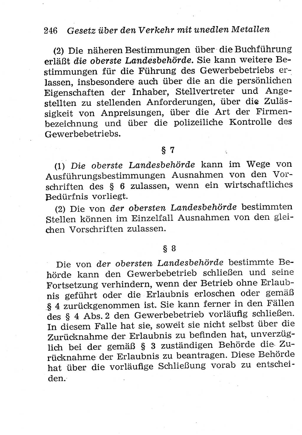 Strafgesetzbuch (StGB) und andere Strafgesetze [Deutsche Demokratische Republik (DDR)] 1958, Seite 246 (StGB Strafges. DDR 1958, S. 246)