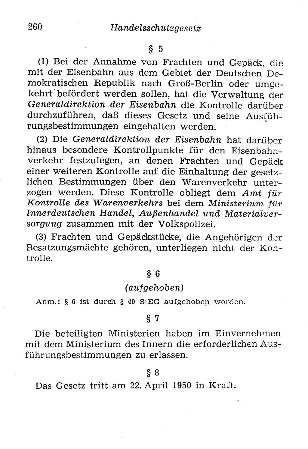 Strafgesetzbuch (StGB) und andere Strafgesetze [Deutsche Demokratische Republik (DDR)] 1958, Seite 260 (StGB Strafges. DDR 1958, S. 260)