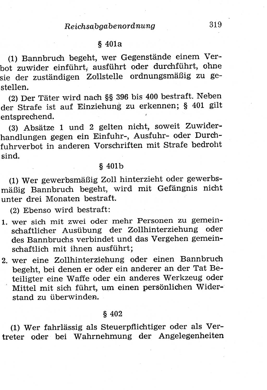 Strafgesetzbuch (StGB) und andere Strafgesetze [Deutsche Demokratische Republik (DDR)] 1958, Seite 319 (StGB Strafges. DDR 1958, S. 319)