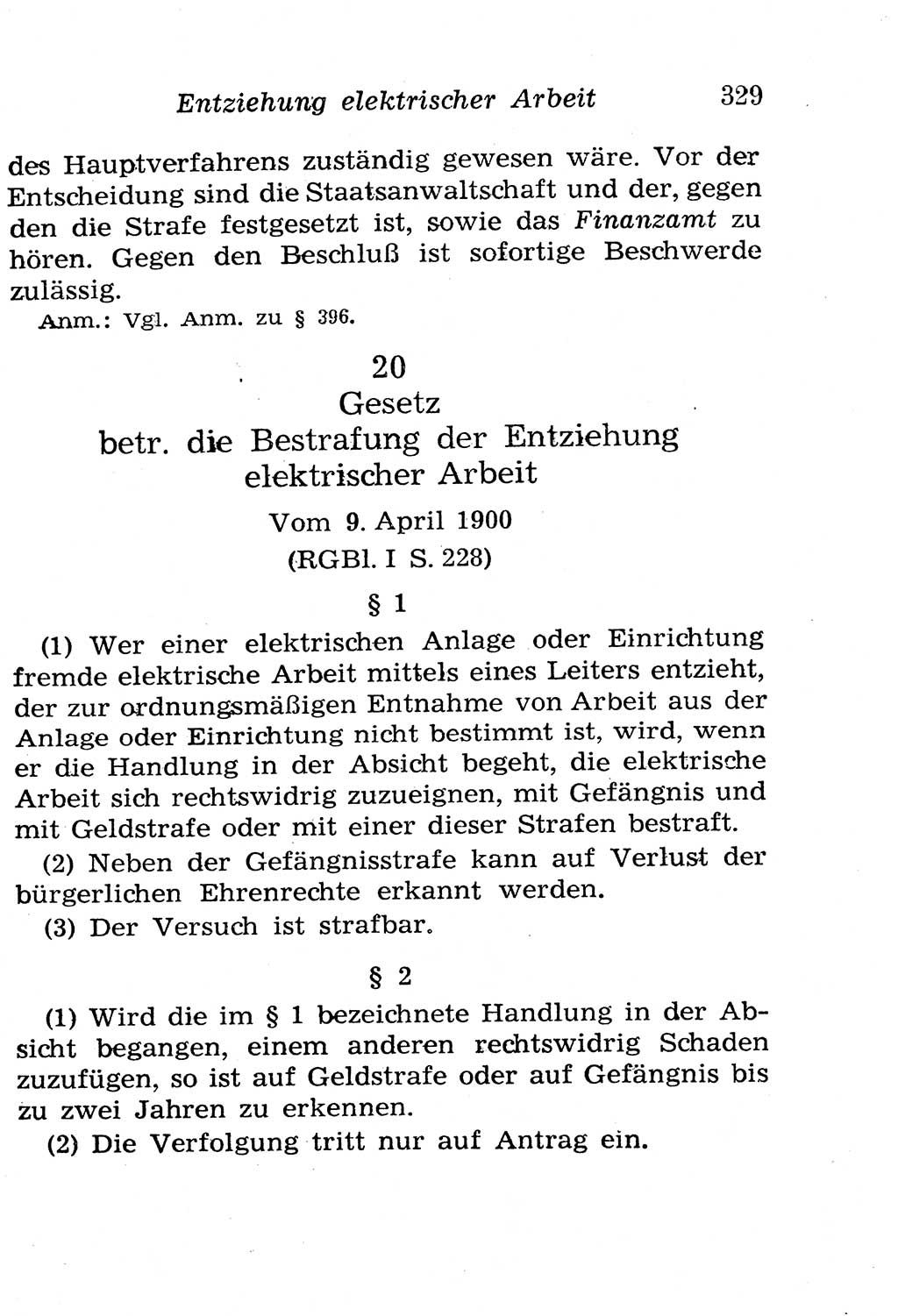 Strafgesetzbuch (StGB) und andere Strafgesetze [Deutsche Demokratische Republik (DDR)] 1958, Seite 329 (StGB Strafges. DDR 1958, S. 329)