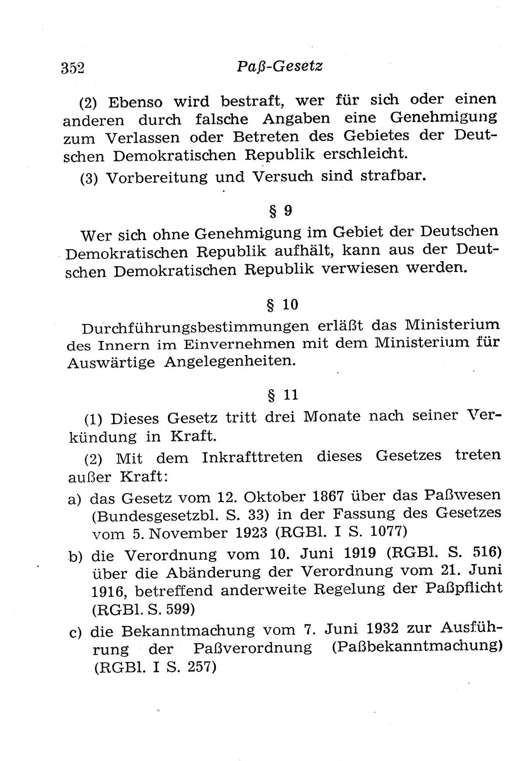 Strafgesetzbuch (StGB) und andere Strafgesetze [Deutsche Demokratische Republik (DDR)] 1958, Seite 352 (StGB Strafges. DDR 1958, S. 352)