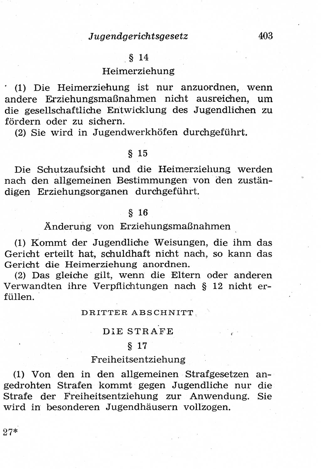 Strafgesetzbuch (StGB) und andere Strafgesetze [Deutsche Demokratische Republik (DDR)] 1958, Seite 403 (StGB Strafges. DDR 1958, S. 403)