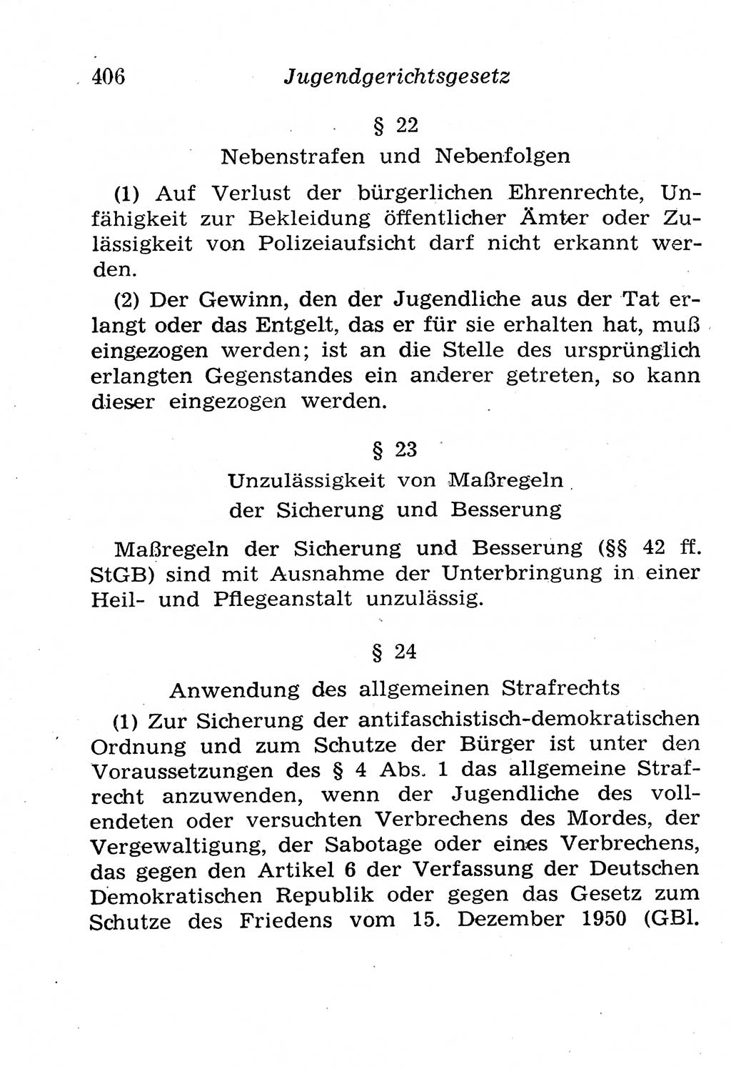 Strafgesetzbuch (StGB) und andere Strafgesetze [Deutsche Demokratische Republik (DDR)] 1958, Seite 406 (StGB Strafges. DDR 1958, S. 406)