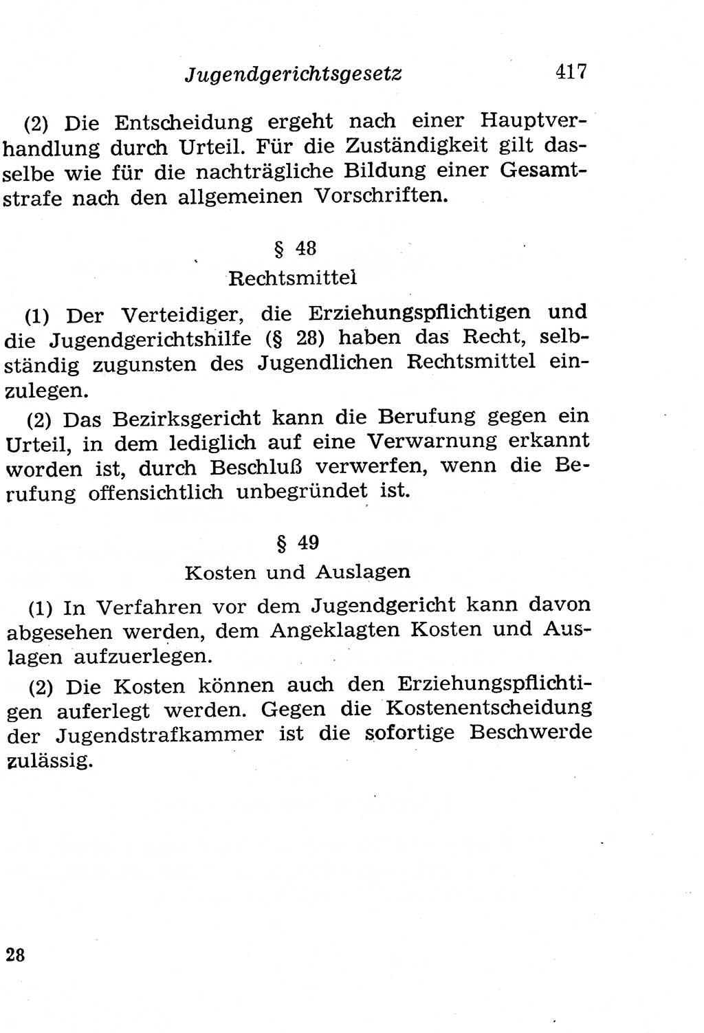 Strafgesetzbuch (StGB) und andere Strafgesetze [Deutsche Demokratische Republik (DDR)] 1958, Seite 417 (StGB Strafges. DDR 1958, S. 417)