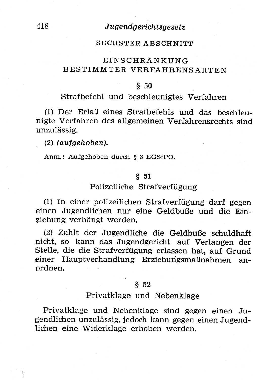 Strafgesetzbuch (StGB) und andere Strafgesetze [Deutsche Demokratische Republik (DDR)] 1958, Seite 418 (StGB Strafges. DDR 1958, S. 418)