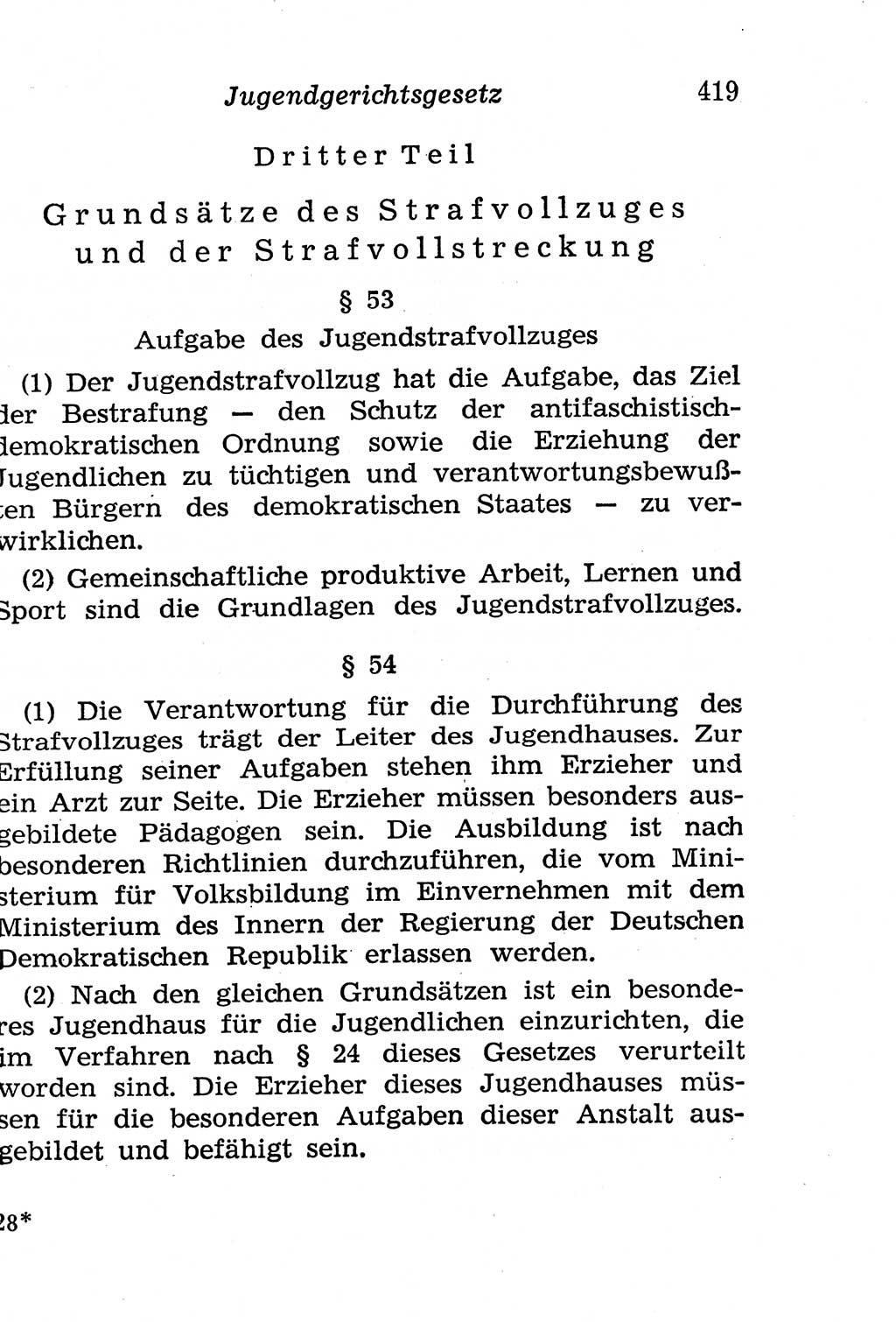 Strafgesetzbuch (StGB) und andere Strafgesetze [Deutsche Demokratische Republik (DDR)] 1958, Seite 419 (StGB Strafges. DDR 1958, S. 419)