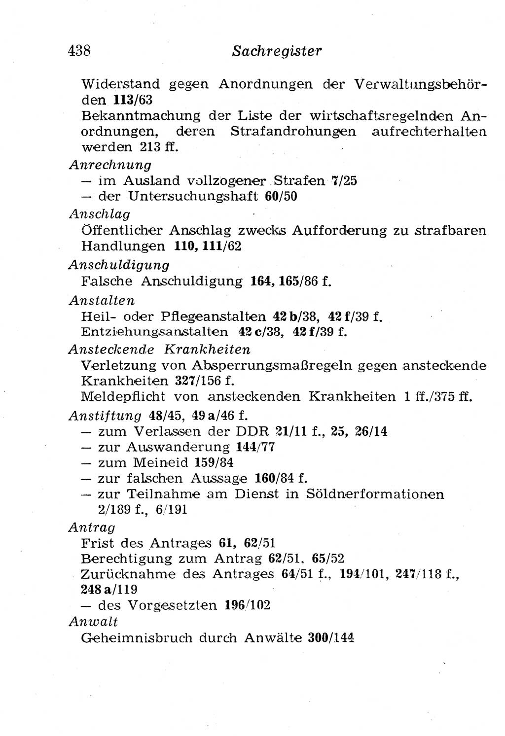 Strafgesetzbuch (StGB) und andere Strafgesetze [Deutsche Demokratische Republik (DDR)] 1958, Seite 438 (StGB Strafges. DDR 1958, S. 438)