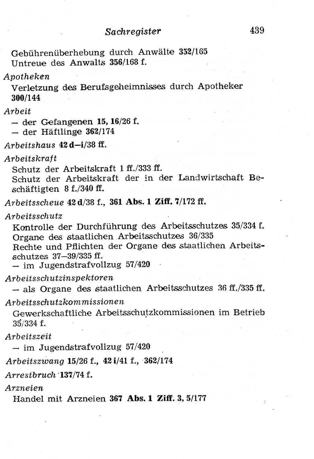 Strafgesetzbuch (StGB) und andere Strafgesetze [Deutsche Demokratische Republik (DDR)] 1958, Seite 439 (StGB Strafges. DDR 1958, S. 439)