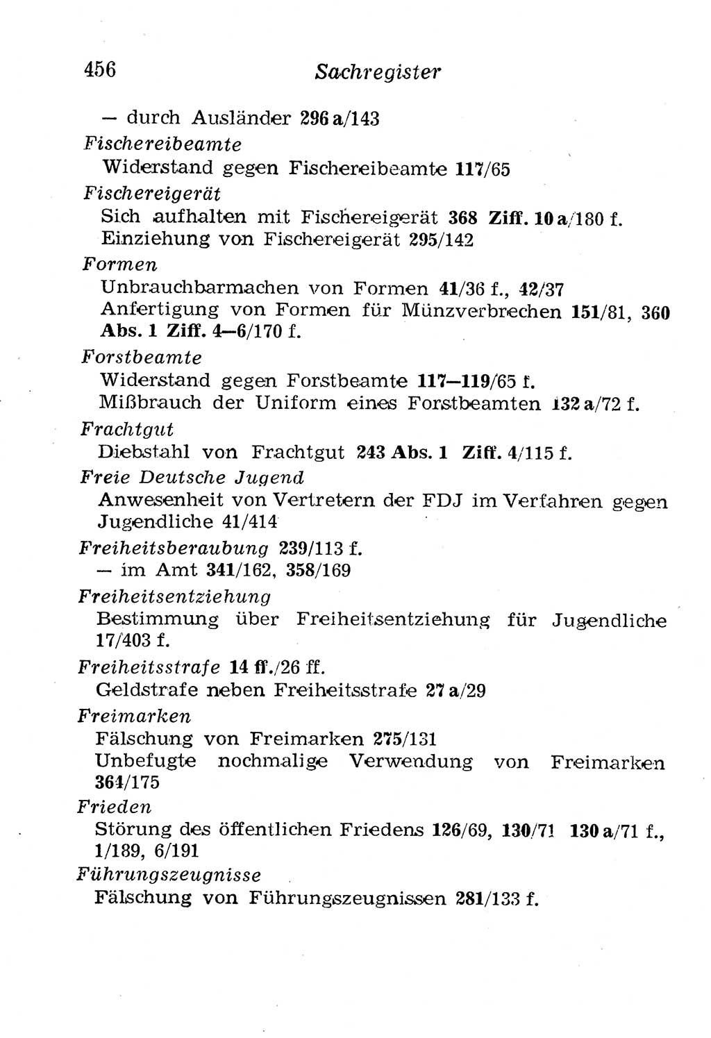 Strafgesetzbuch (StGB) und andere Strafgesetze [Deutsche Demokratische Republik (DDR)] 1958, Seite 456 (StGB Strafges. DDR 1958, S. 456)