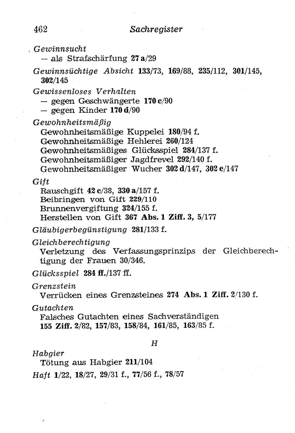 Strafgesetzbuch (StGB) und andere Strafgesetze [Deutsche Demokratische Republik (DDR)] 1958, Seite 462 (StGB Strafges. DDR 1958, S. 462)