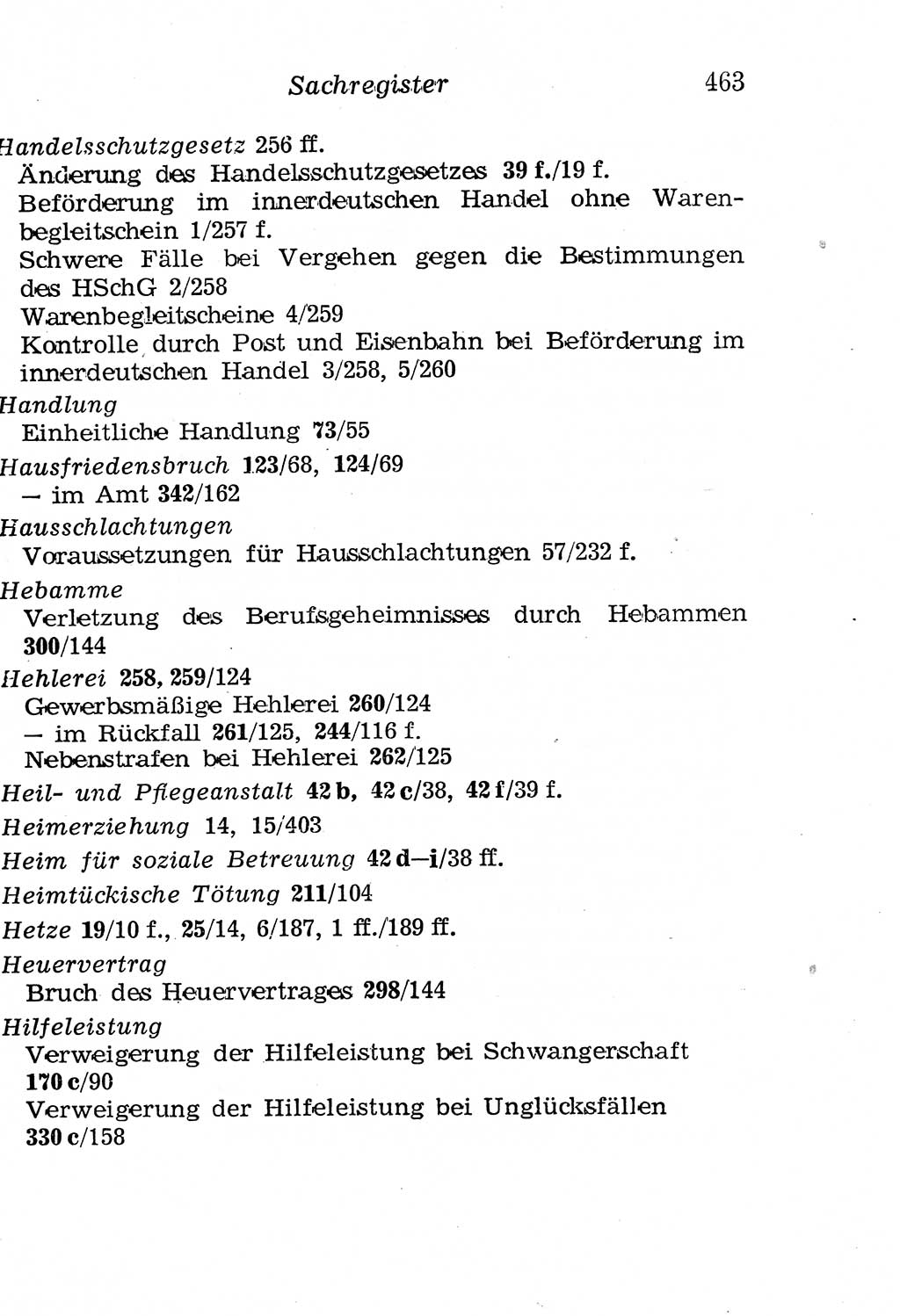 Strafgesetzbuch (StGB) und andere Strafgesetze [Deutsche Demokratische Republik (DDR)] 1958, Seite 463 (StGB Strafges. DDR 1958, S. 463)