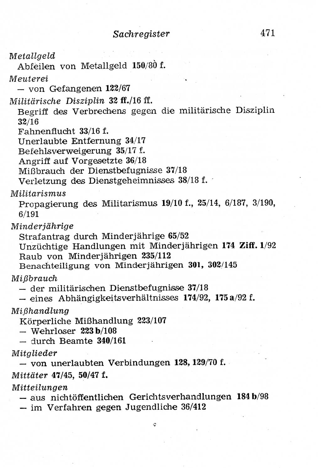 Strafgesetzbuch (StGB) und andere Strafgesetze [Deutsche Demokratische Republik (DDR)] 1958, Seite 471 (StGB Strafges. DDR 1958, S. 471)