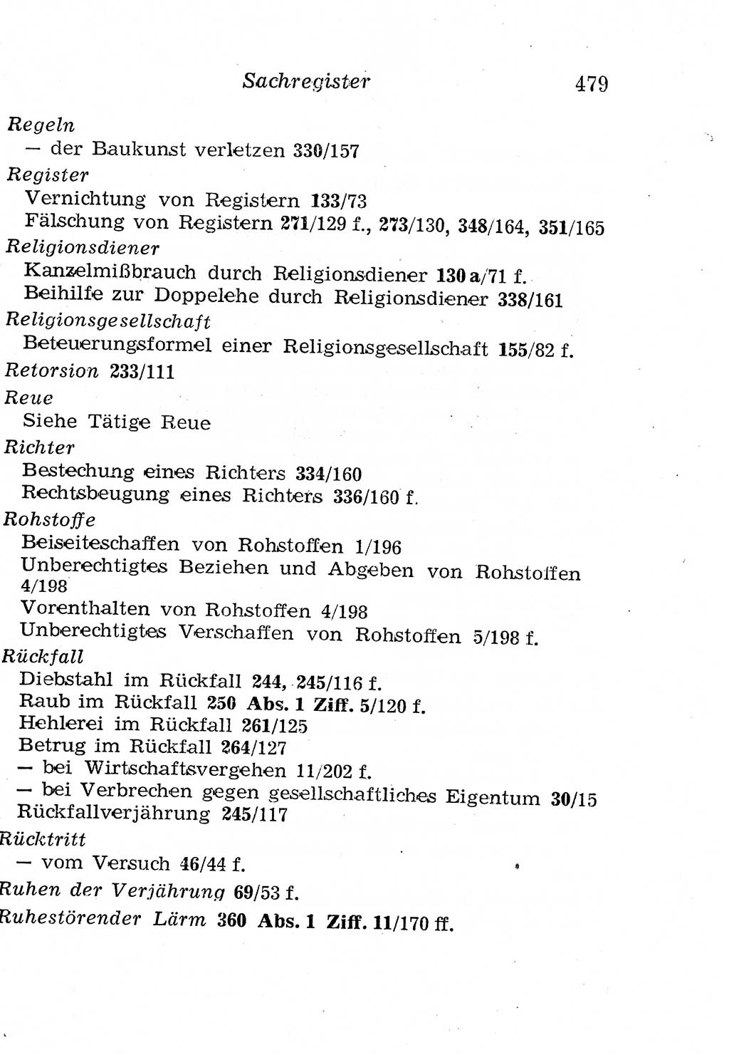 Strafgesetzbuch (StGB) und andere Strafgesetze [Deutsche Demokratische Republik (DDR)] 1958, Seite 479 (StGB Strafges. DDR 1958, S. 479)