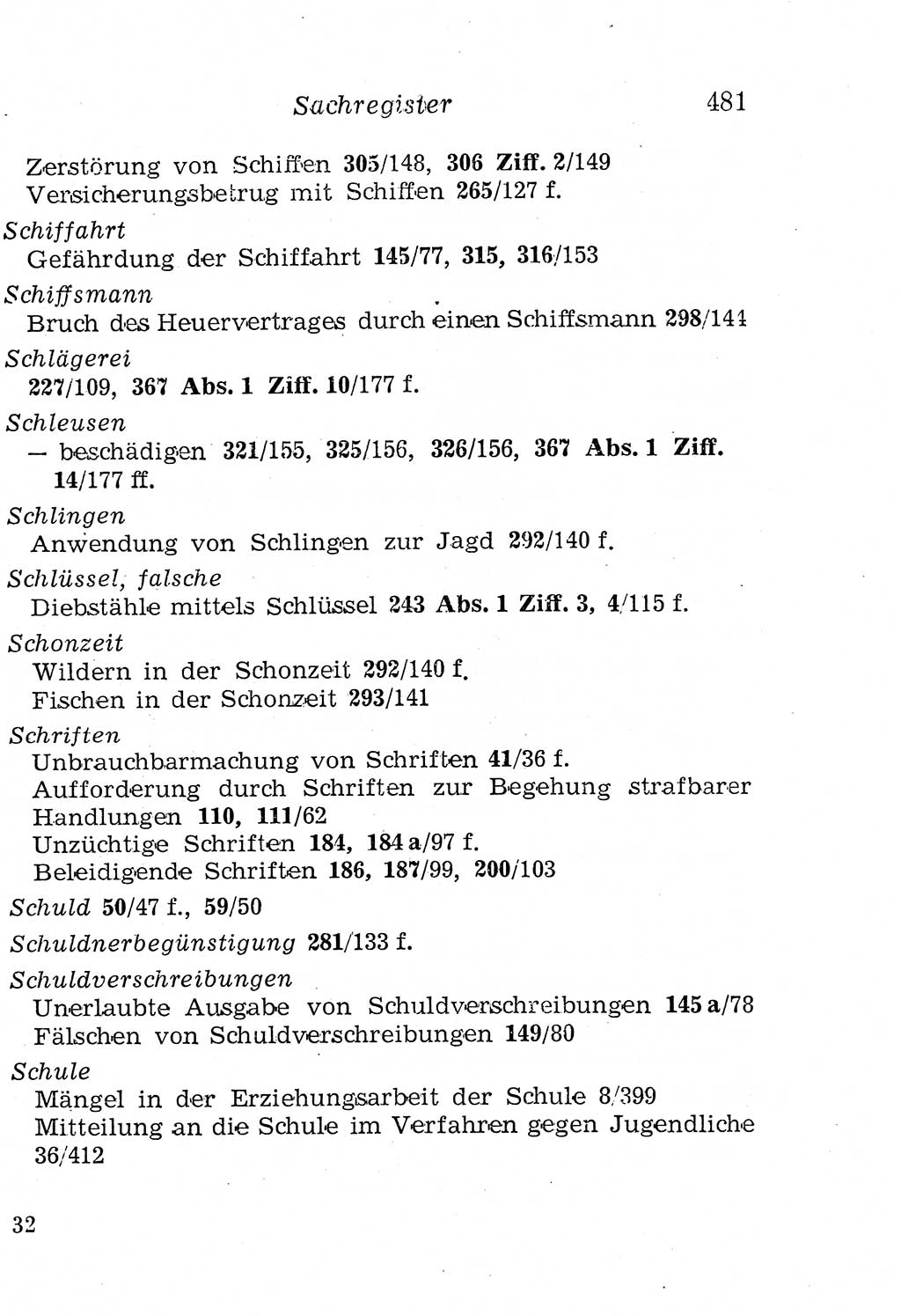 Strafgesetzbuch (StGB) und andere Strafgesetze [Deutsche Demokratische Republik (DDR)] 1958, Seite 481 (StGB Strafges. DDR 1958, S. 481)