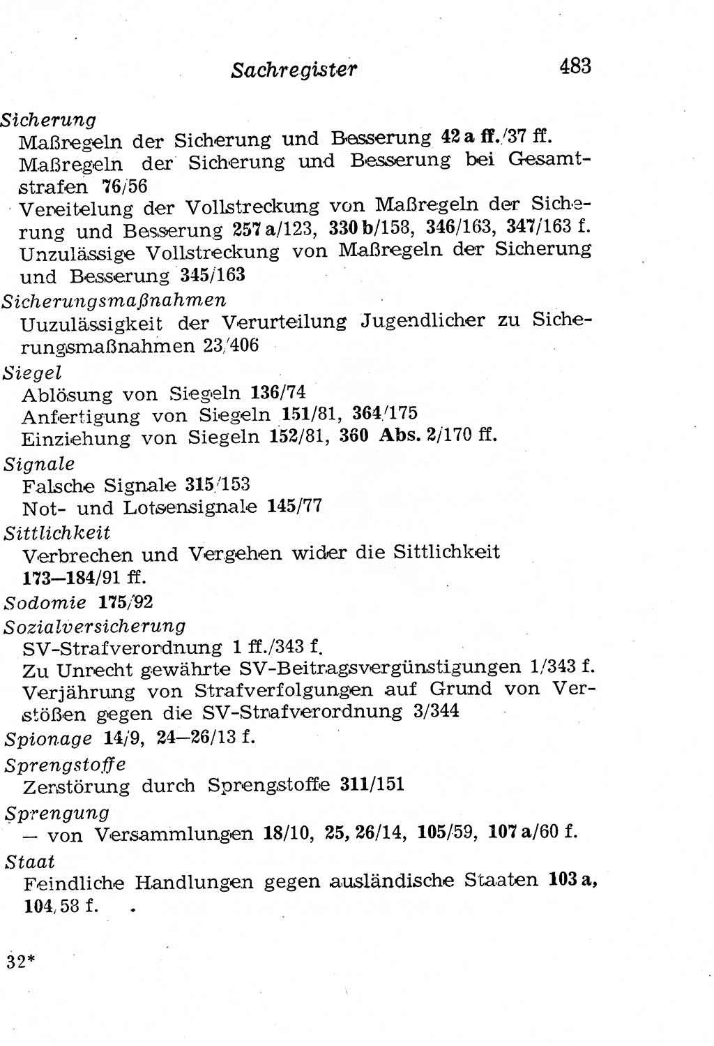 Strafgesetzbuch (StGB) und andere Strafgesetze [Deutsche Demokratische Republik (DDR)] 1958, Seite 483 (StGB Strafges. DDR 1958, S. 483)