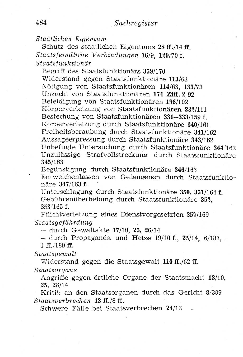 Strafgesetzbuch (StGB) und andere Strafgesetze [Deutsche Demokratische Republik (DDR)] 1958, Seite 484 (StGB Strafges. DDR 1958, S. 484)