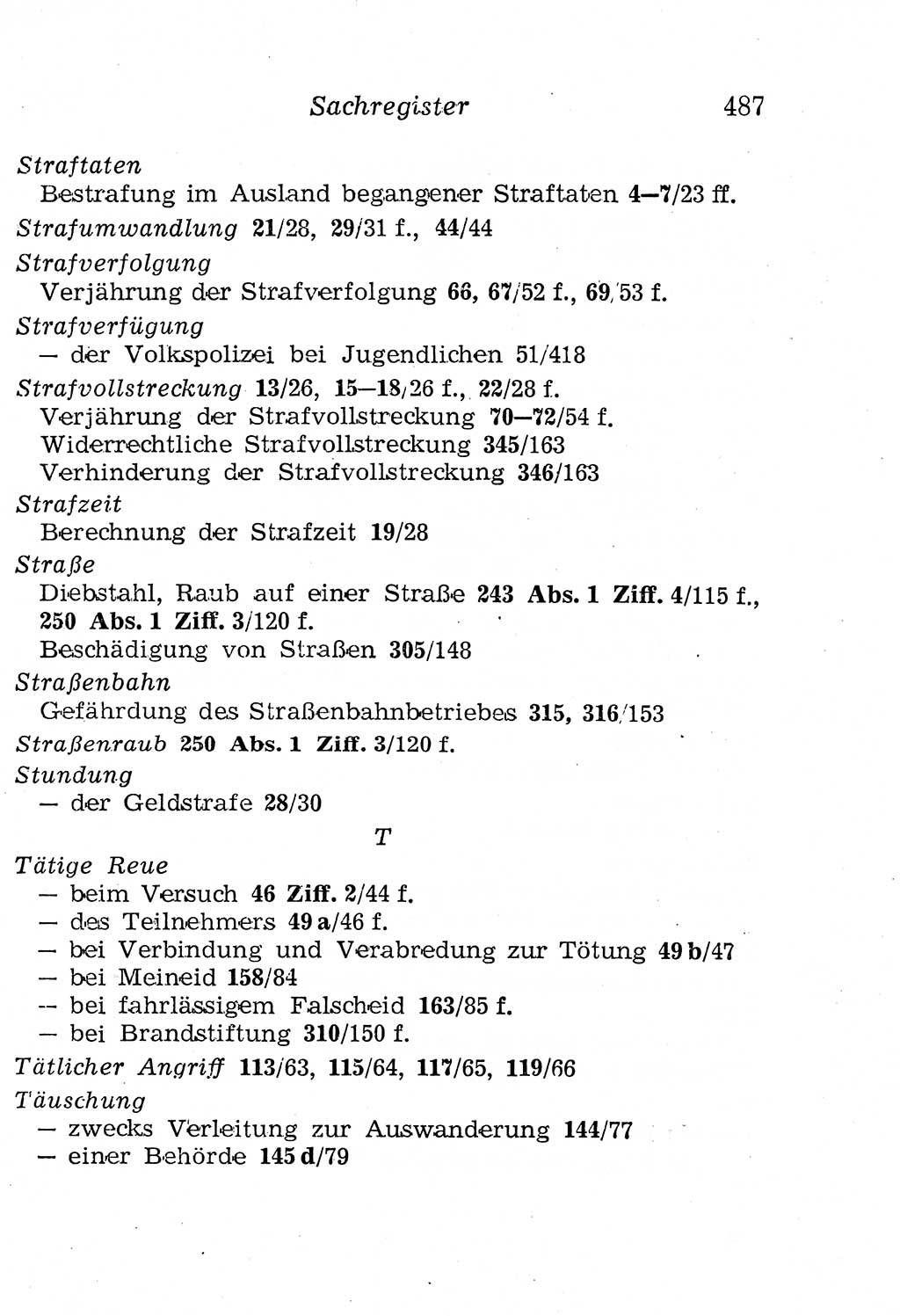 Strafgesetzbuch (StGB) und andere Strafgesetze [Deutsche Demokratische Republik (DDR)] 1958, Seite 487 (StGB Strafges. DDR 1958, S. 487)