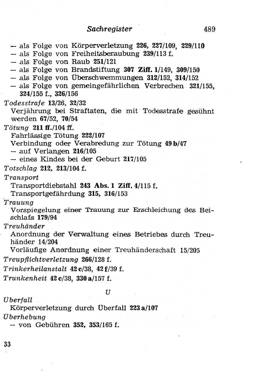 Strafgesetzbuch (StGB) und andere Strafgesetze [Deutsche Demokratische Republik (DDR)] 1958, Seite 489 (StGB Strafges. DDR 1958, S. 489)