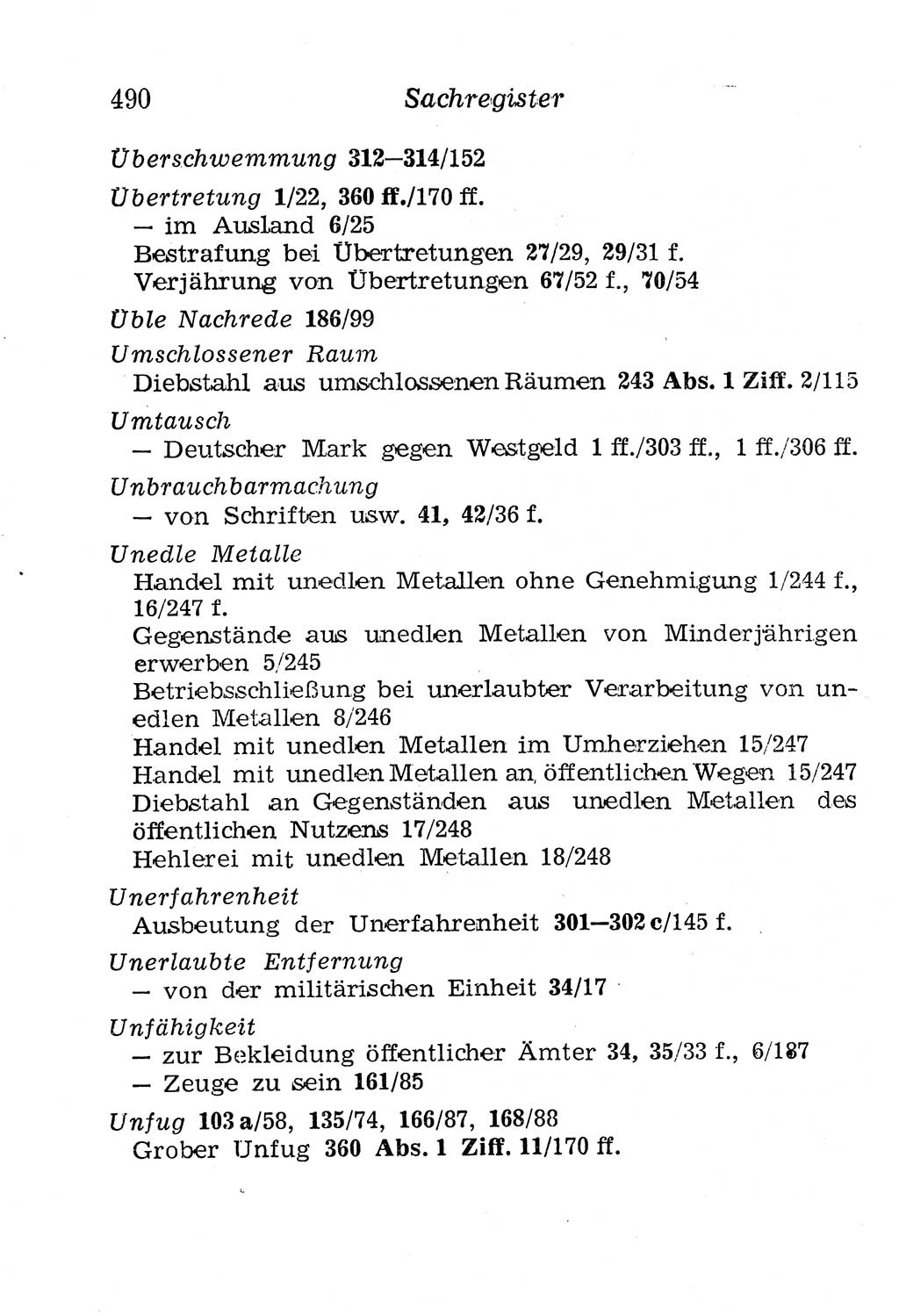Strafgesetzbuch (StGB) und andere Strafgesetze [Deutsche Demokratische Republik (DDR)] 1958, Seite 490 (StGB Strafges. DDR 1958, S. 490)