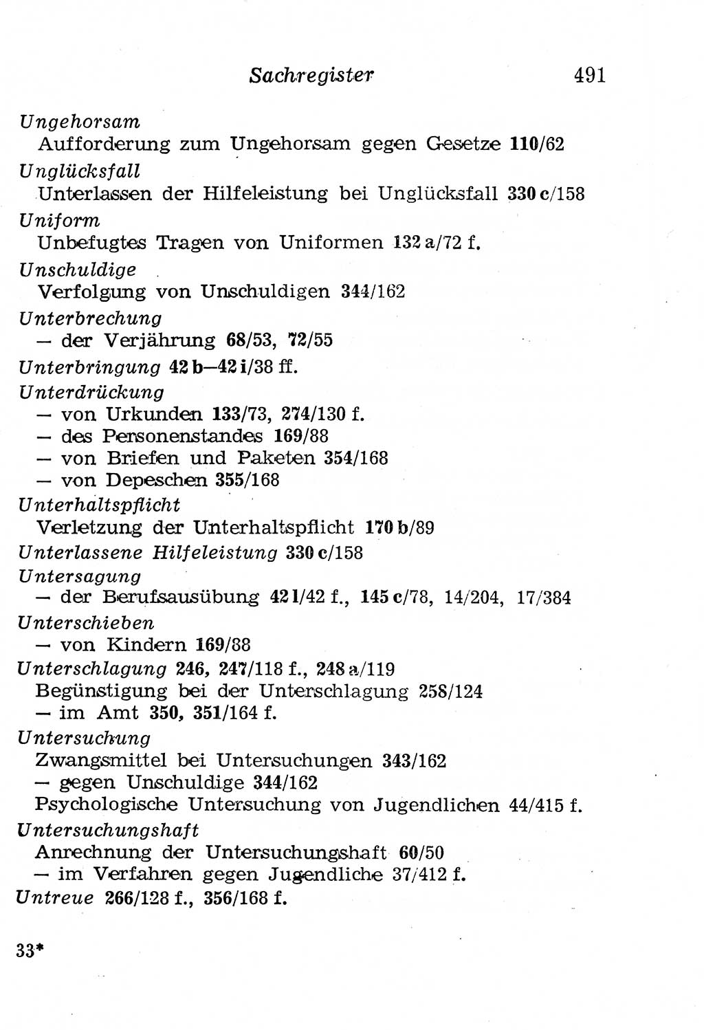 Strafgesetzbuch (StGB) und andere Strafgesetze [Deutsche Demokratische Republik (DDR)] 1958, Seite 491 (StGB Strafges. DDR 1958, S. 491)