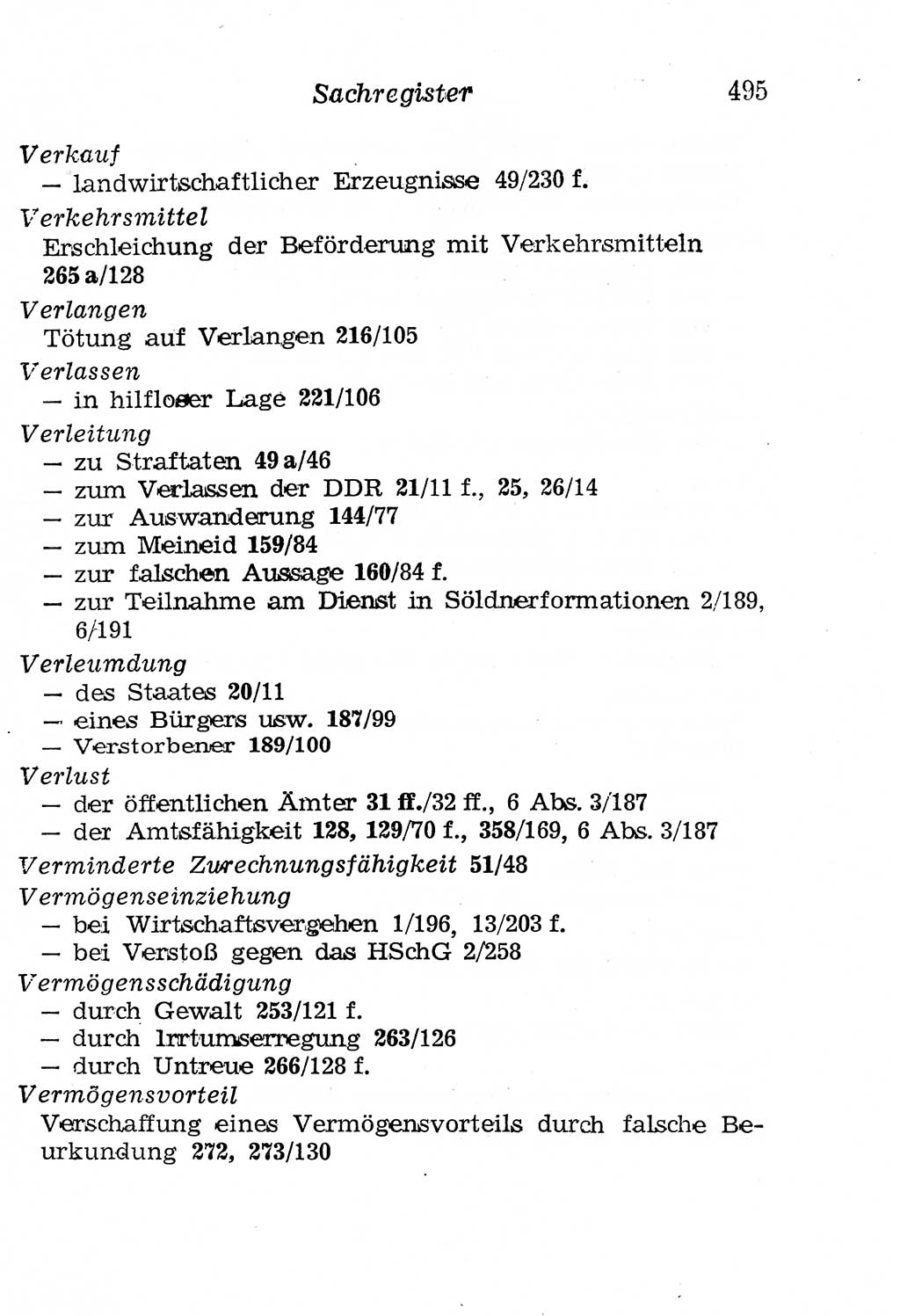 Strafgesetzbuch (StGB) und andere Strafgesetze [Deutsche Demokratische Republik (DDR)] 1958, Seite 495 (StGB Strafges. DDR 1958, S. 495)