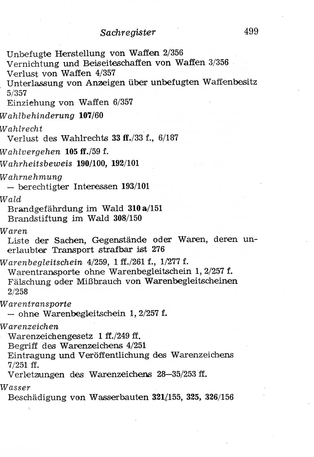 Strafgesetzbuch (StGB) und andere Strafgesetze [Deutsche Demokratische Republik (DDR)] 1958, Seite 499 (StGB Strafges. DDR 1958, S. 499)