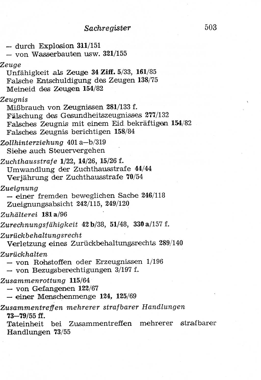 Strafgesetzbuch (StGB) und andere Strafgesetze [Deutsche Demokratische Republik (DDR)] 1958, Seite 503 (StGB Strafges. DDR 1958, S. 503)