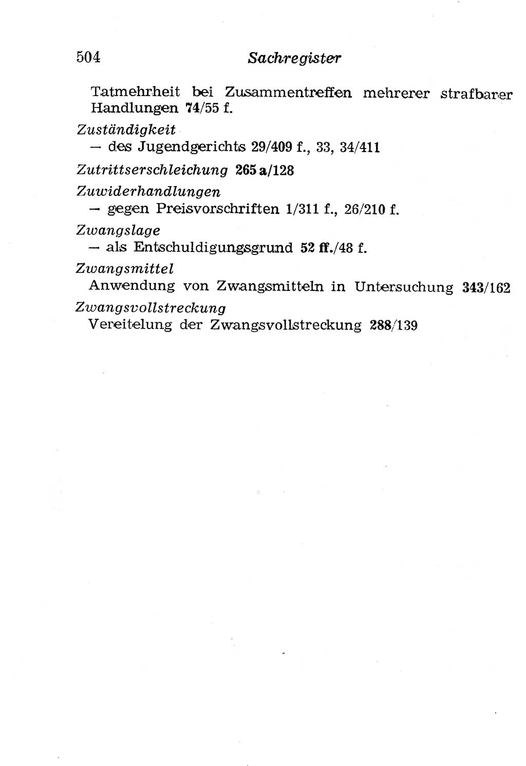 Strafgesetzbuch (StGB) und andere Strafgesetze [Deutsche Demokratische Republik (DDR)] 1958, Seite 504 (StGB Strafges. DDR 1958, S. 504)