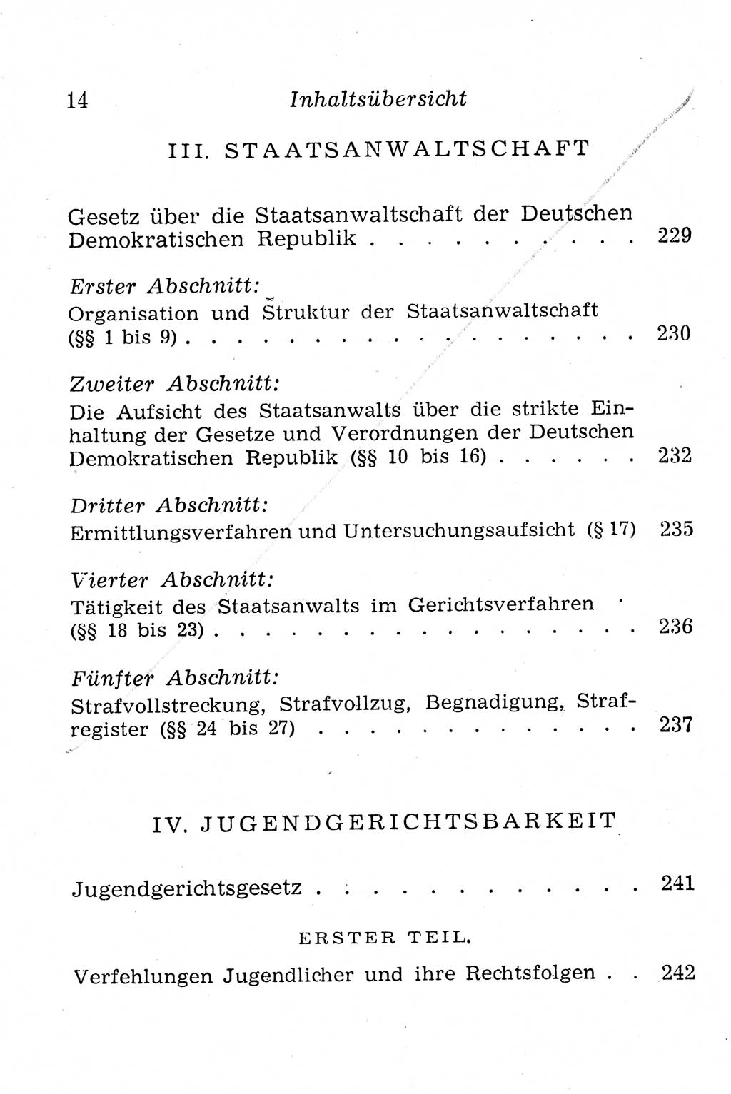 Strafprozeßordnung (StPO), Gerichtsverfassungsgesetz (GVG), Staatsanwaltsgesetz (StAG), Jugendgerichtsgesetz (JGG) und Strafregistergesetz (StRegG) [Deutsche Demokratische Republik (DDR)] 1958, Seite 14 (StPO GVG StAG JGG StRegG DDR 1958, S. 14)