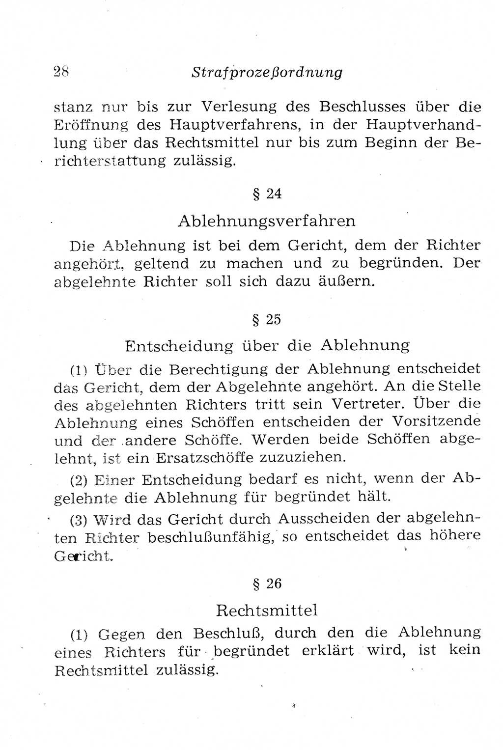 Strafprozeßordnung (StPO), Gerichtsverfassungsgesetz (GVG), Staatsanwaltsgesetz (StAG), Jugendgerichtsgesetz (JGG) und Strafregistergesetz (StRegG) [Deutsche Demokratische Republik (DDR)] 1958, Seite 28 (StPO GVG StAG JGG StRegG DDR 1958, S. 28)